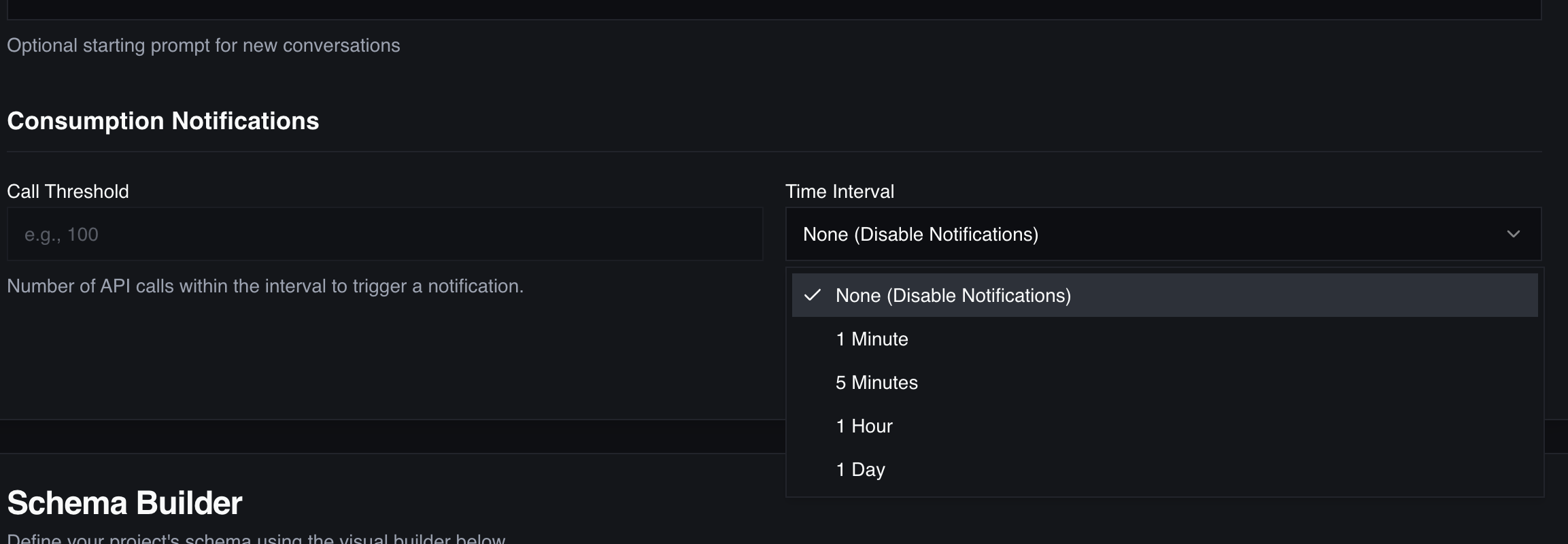 Consumption Notification Settings